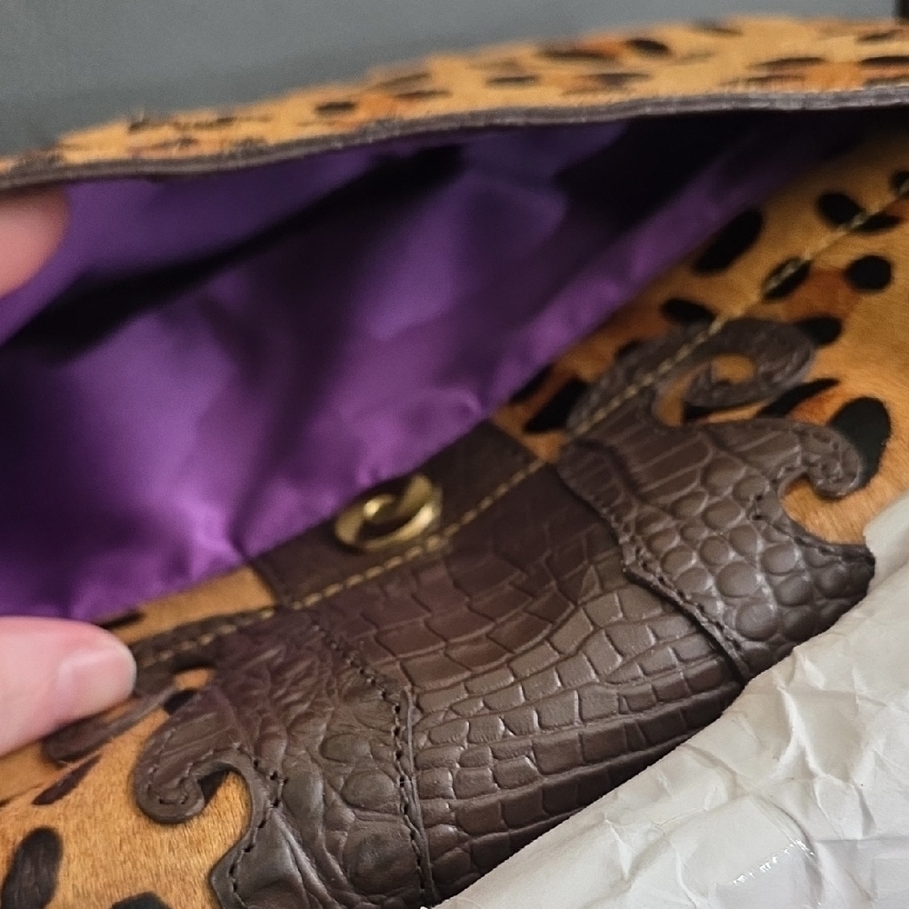 Sharif Leopard Print Crossbody Bag with Gold and Brown Accents - Picture 13 of 16
